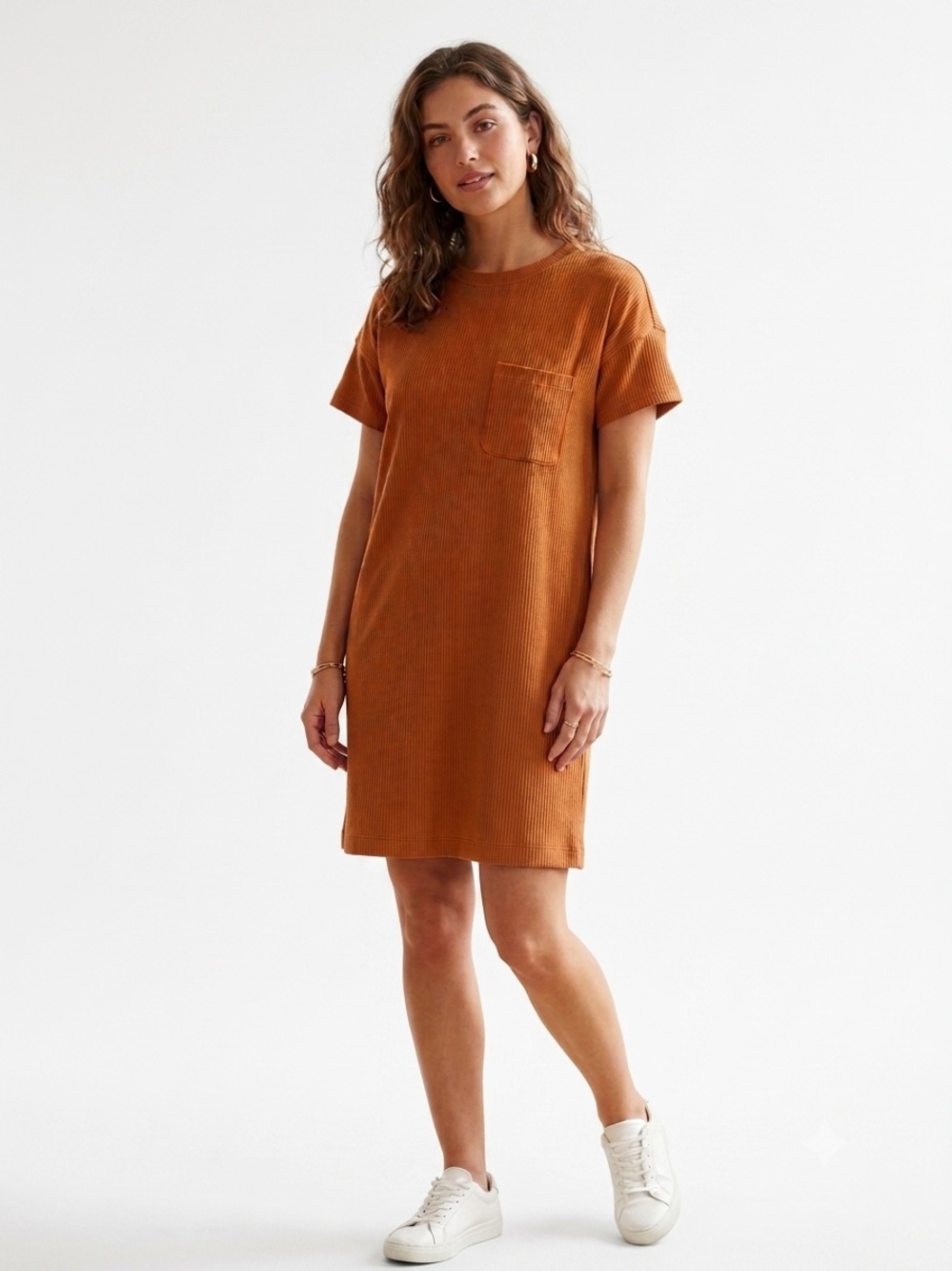 Madewell Women’s Size XXS US Crew Neck Shorts Sleeve Shift Dress Brown